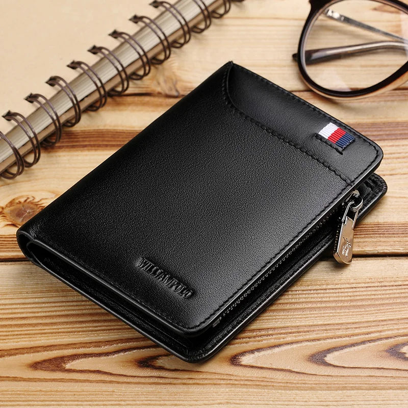 Men’s Leather Zipper Wallet – Business Card Holder