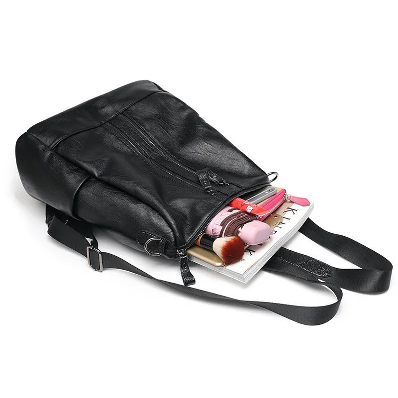 Women’s Soft Leather Backpack – Casual Travel Bag