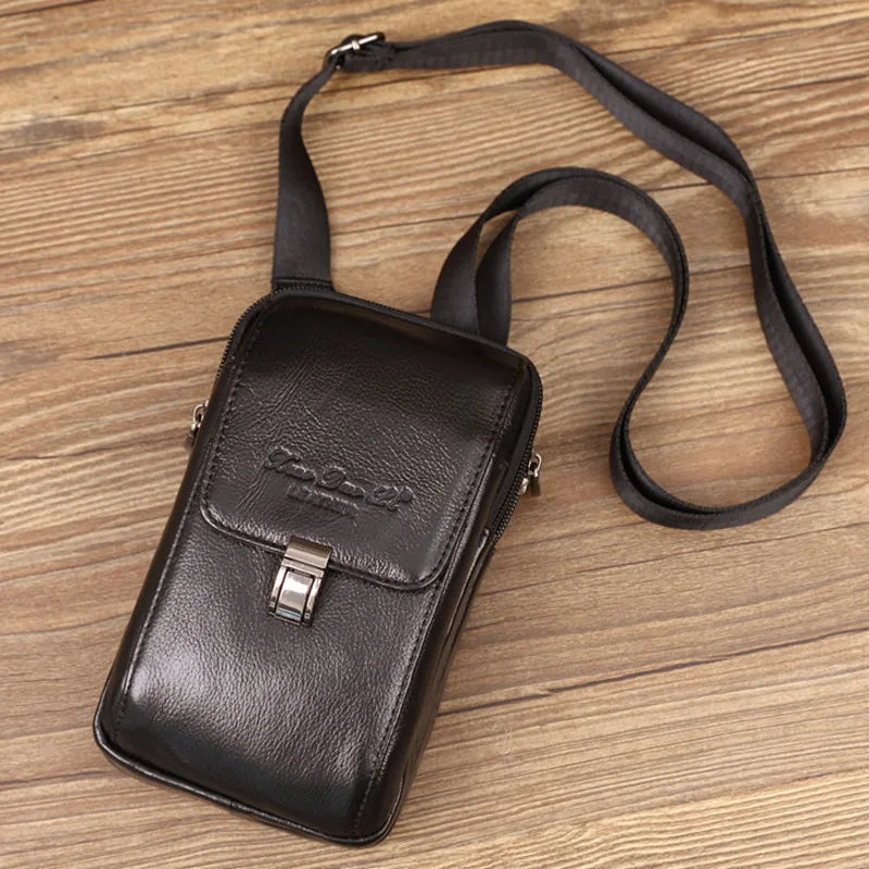 Men’s Leather Messenger Bag – Crossbody Phone Pouch