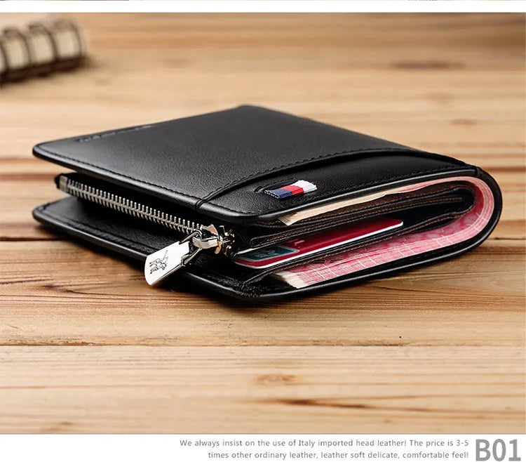 Men’s Leather Zipper Wallet – Business Card Holder