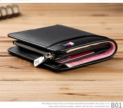 Men’s Leather Zipper Wallet – Business Card Holder