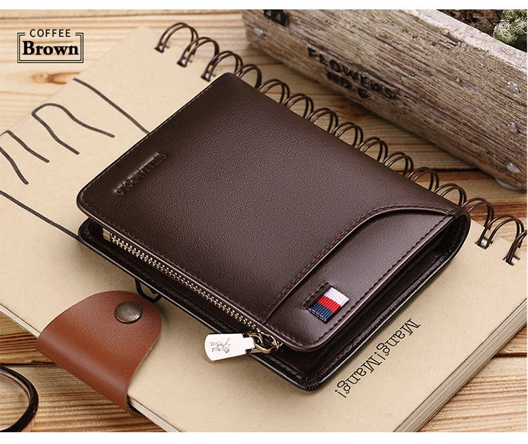 Men’s Leather Zipper Wallet – Business Card Holder