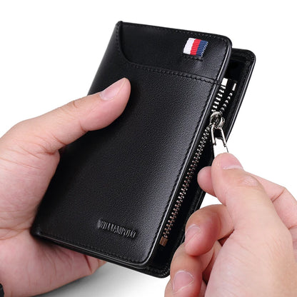 Men’s Leather Zipper Wallet – Business Card Holder