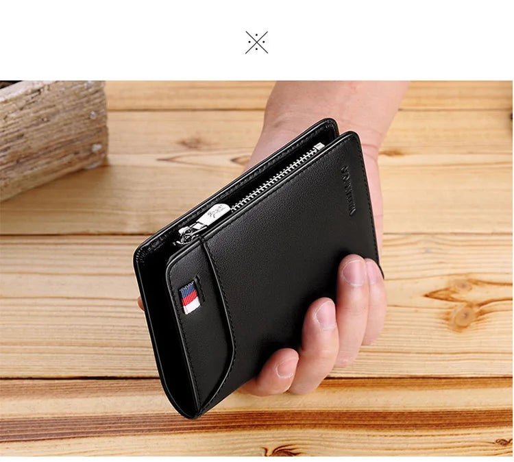 Men’s Leather Zipper Wallet – Business Card Holder