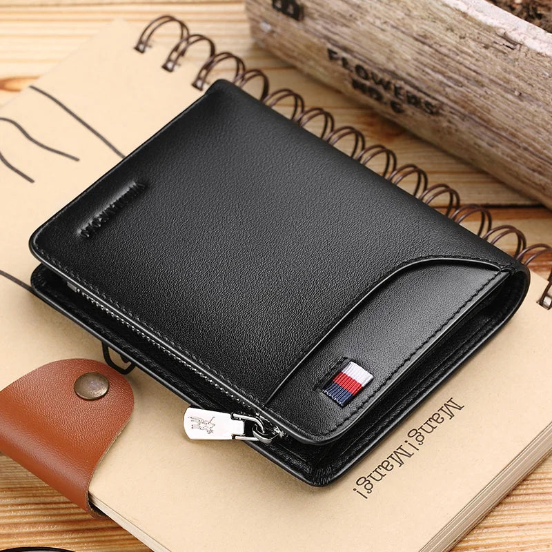 Men’s Leather Zipper Wallet – Business Card Holder