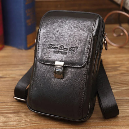 Men’s Leather Messenger Bag – Crossbody Phone Pouch