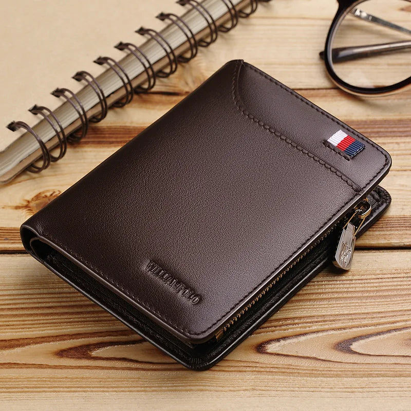Men’s Leather Zipper Wallet – Business Card Holder