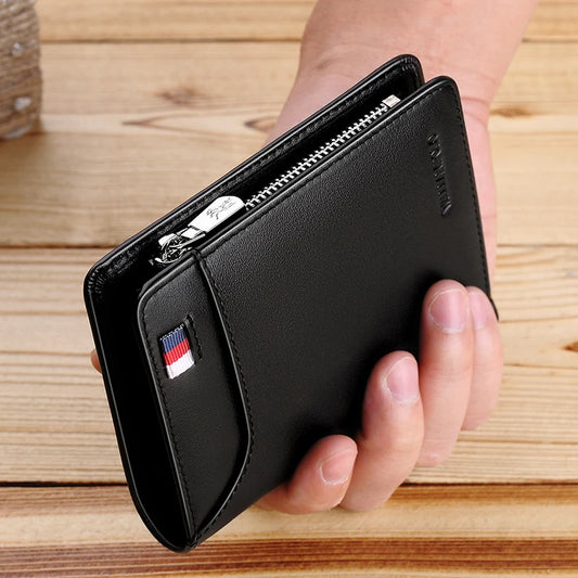 Men’s Leather Zipper Wallet – Business Card Holder