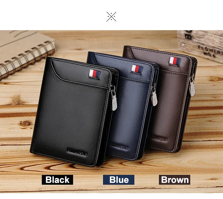 Men’s Leather Zipper Wallet – Business Card Holder