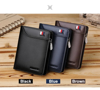 Men’s Leather Zipper Wallet – Business Card Holder