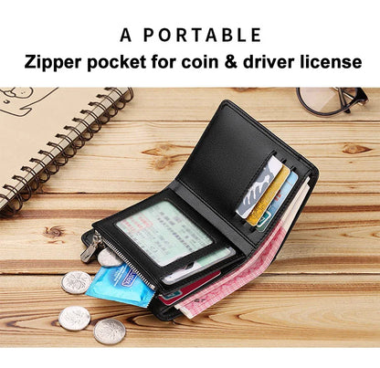 Men’s Leather Zipper Wallet – Business Card Holder