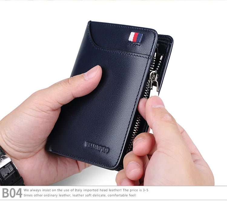 Men’s Leather Zipper Wallet – Business Card Holder