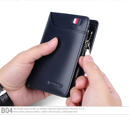 Men’s Leather Zipper Wallet – Business Card Holder