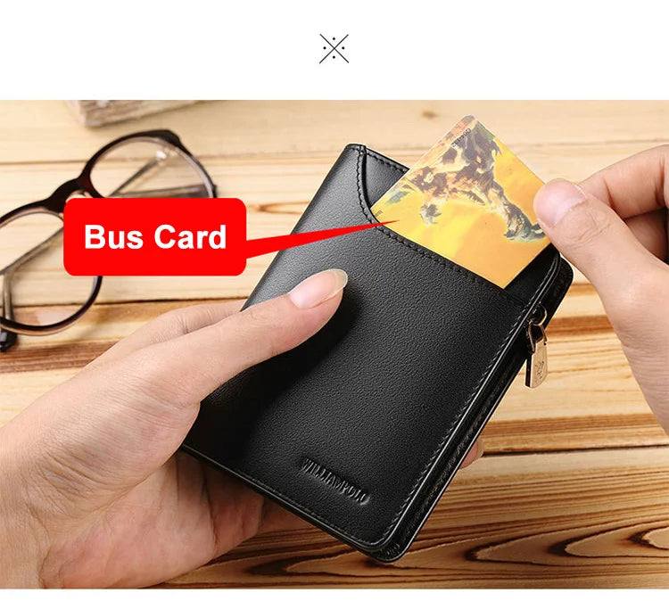 Men’s Leather Zipper Wallet – Business Card Holder