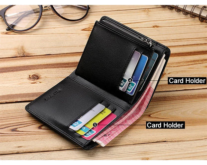 Men’s Leather Zipper Wallet – Business Card Holder