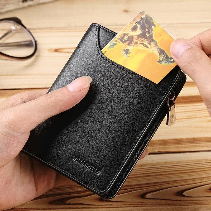 Men’s Leather Zipper Wallet – Business Card Holder