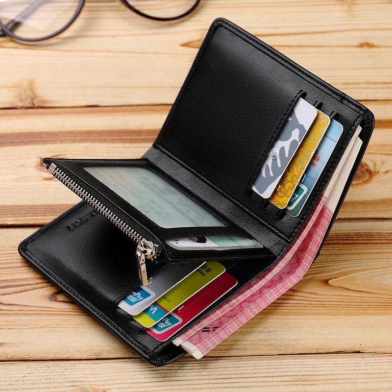 Men’s Leather Zipper Wallet – Business Card Holder