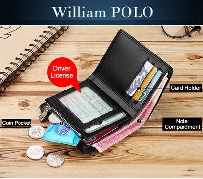 Men’s Leather Zipper Wallet – Business Card Holder