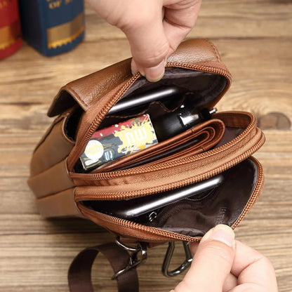 Men’s Leather Messenger Bag – Crossbody Phone Pouch