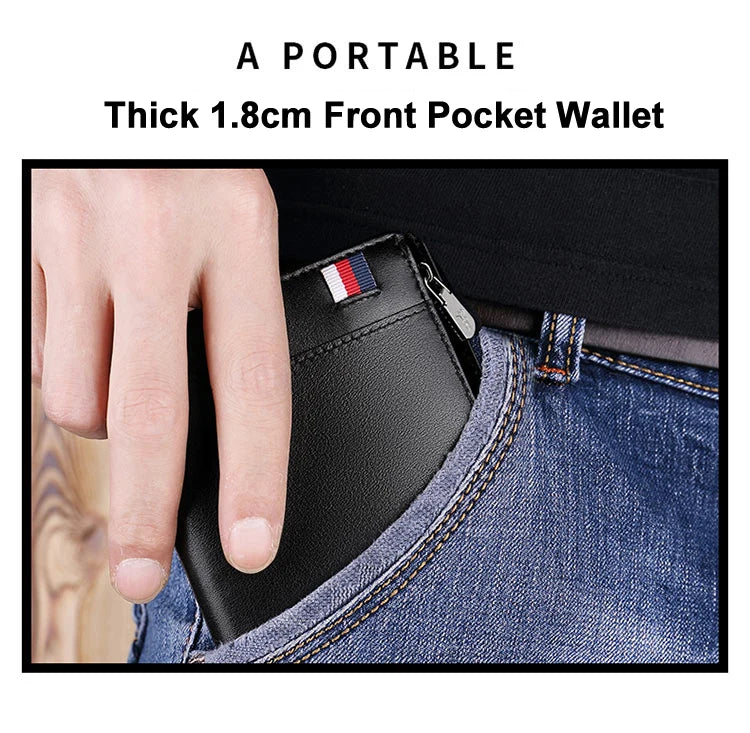Men’s Leather Zipper Wallet – Business Card Holder