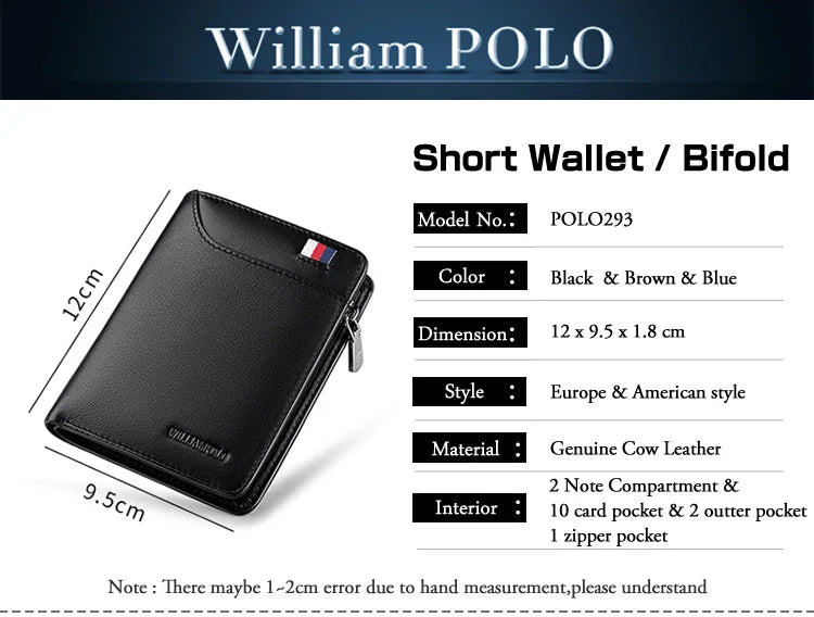 Men’s Leather Zipper Wallet – Business Card Holder