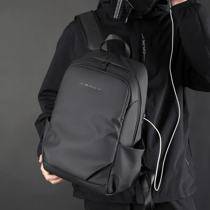 Men’s Frosted Leather Backpack – Waterproof Laptop Bag