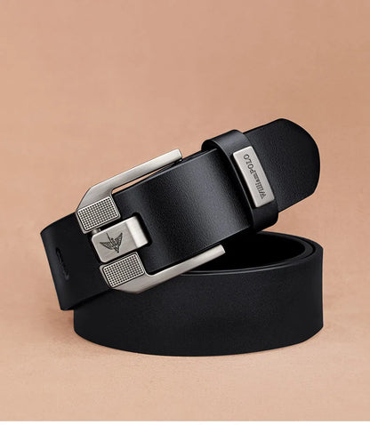 Men’s Cowhide Denim Belt – Needle Buckle Retro
