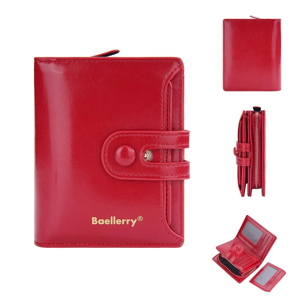 Women’s Waxed Leather Wallet – Buckle Zipper Design