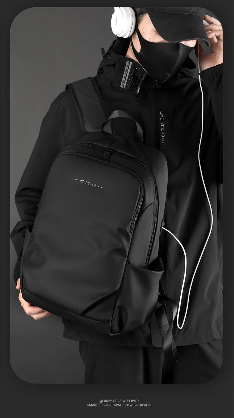 Men’s Frosted Leather Backpack – Waterproof Laptop Bag