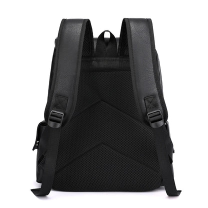 Men’s PU Leather Backpack – Laptop School Bag