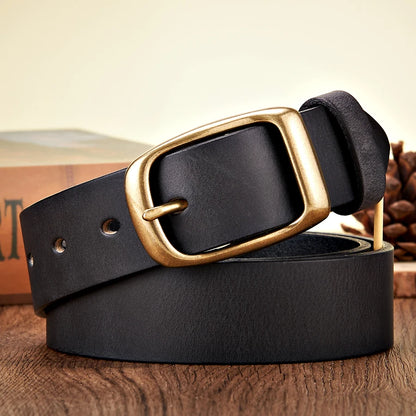 Men’s Cowskin Leather Belt – Copper Buckle Jeans Strap