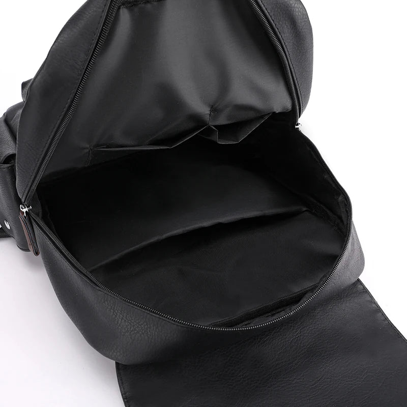 Men’s PU Leather Backpack – Laptop School Bag