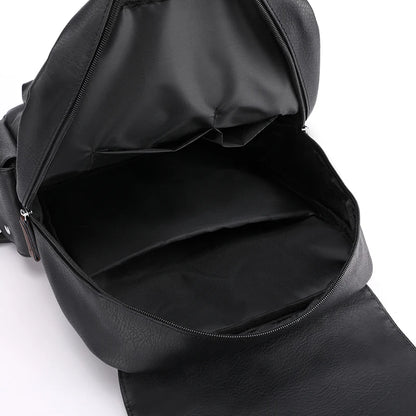 Men’s PU Leather Backpack – Laptop School Bag