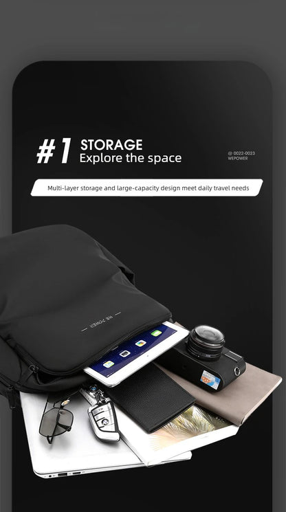 Men’s Frosted Leather Backpack – Waterproof Laptop Bag
