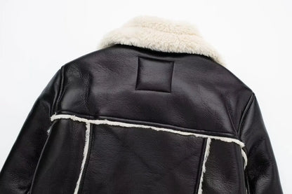 Women’s Thicken Faux Leather Jacket – Vintage Winter Coat