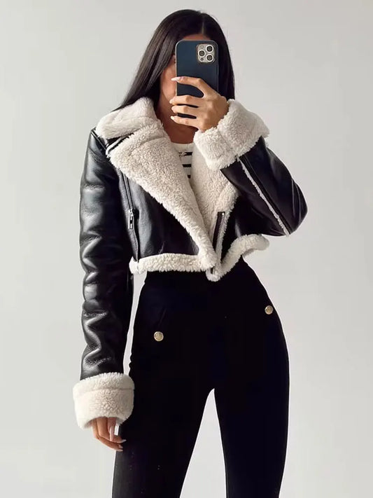 Women’s Thicken Faux Leather Jacket – Vintage Winter Coat