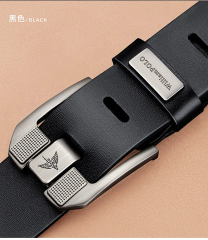 Men’s Cowhide Denim Belt – Needle Buckle Retro