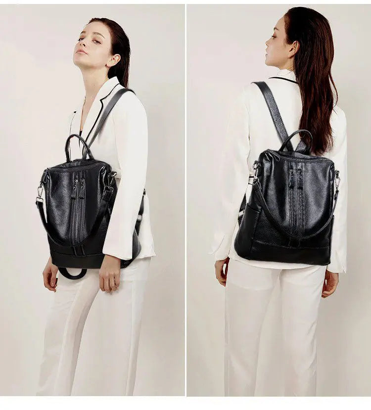 Women’s Soft Leather Backpack – Casual Travel Bag