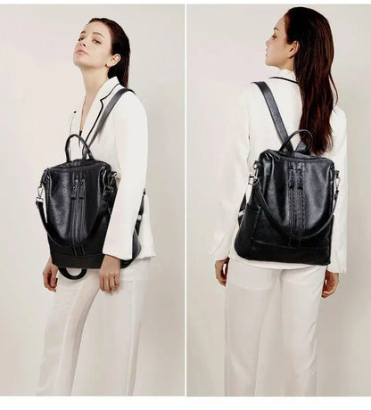 Women’s Soft Leather Backpack – Casual Travel Bag