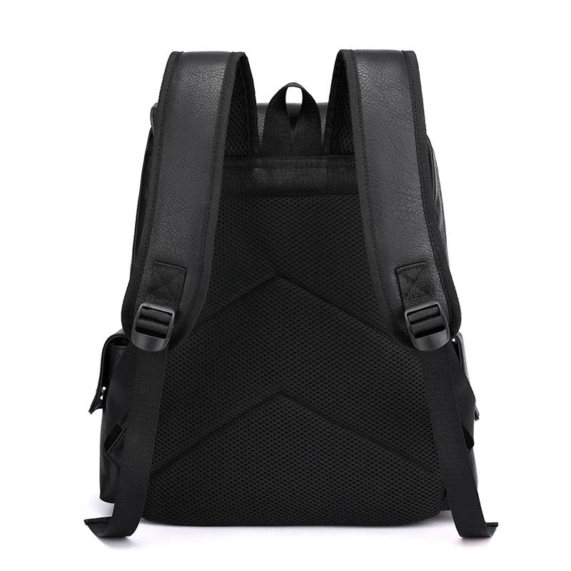 Men’s PU Leather Backpack – Laptop School Bag