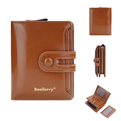Women’s Waxed Leather Wallet – Buckle Zipper Design