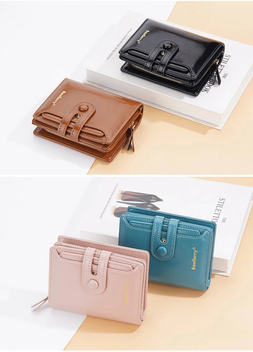 Women’s Waxed Leather Wallet – Buckle Zipper Design
