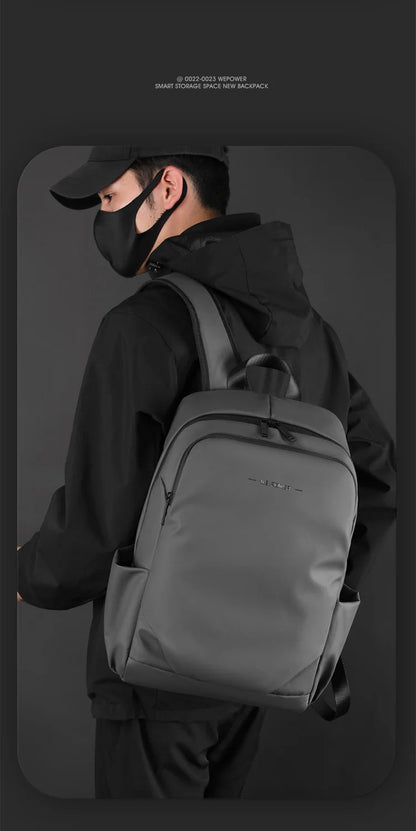Men’s Frosted Leather Backpack – Waterproof Laptop Bag