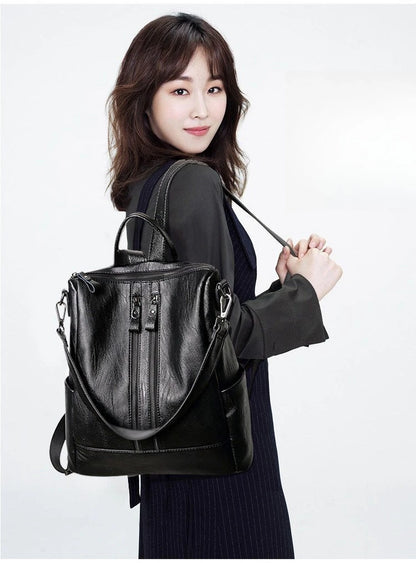 Women’s Soft Leather Backpack – Casual Travel Bag