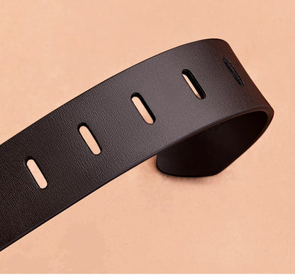 Men’s Cowhide Denim Belt – Needle Buckle Retro