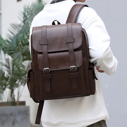 Men’s PU Leather Backpack – Laptop School Bag
