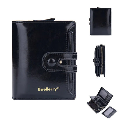 Women’s Waxed Leather Wallet – Buckle Zipper Design