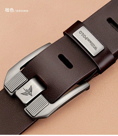 Men’s Cowhide Denim Belt – Needle Buckle Retro