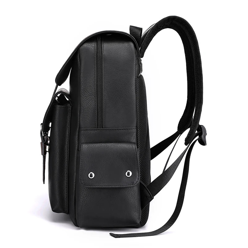 Men’s PU Leather Backpack – Laptop School Bag