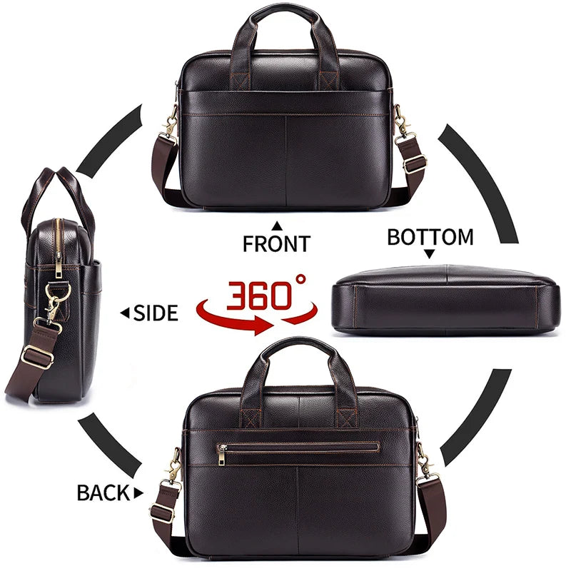 Men’s Cowhide Briefcase – 14 Inch Laptop Bag